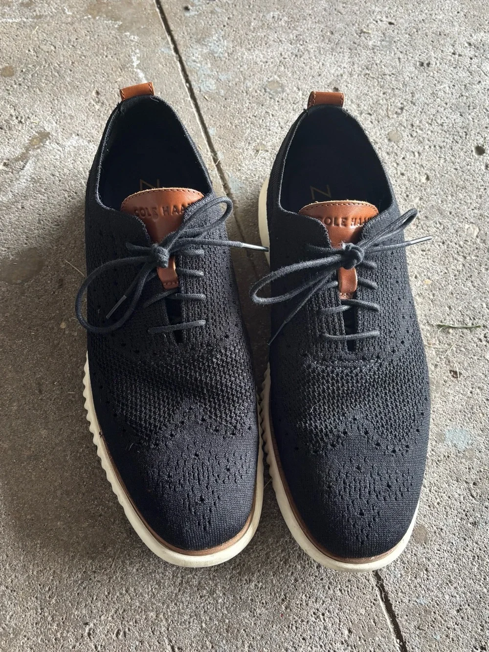 Cole Haan Black Knit Derby with Tan Leather Accents